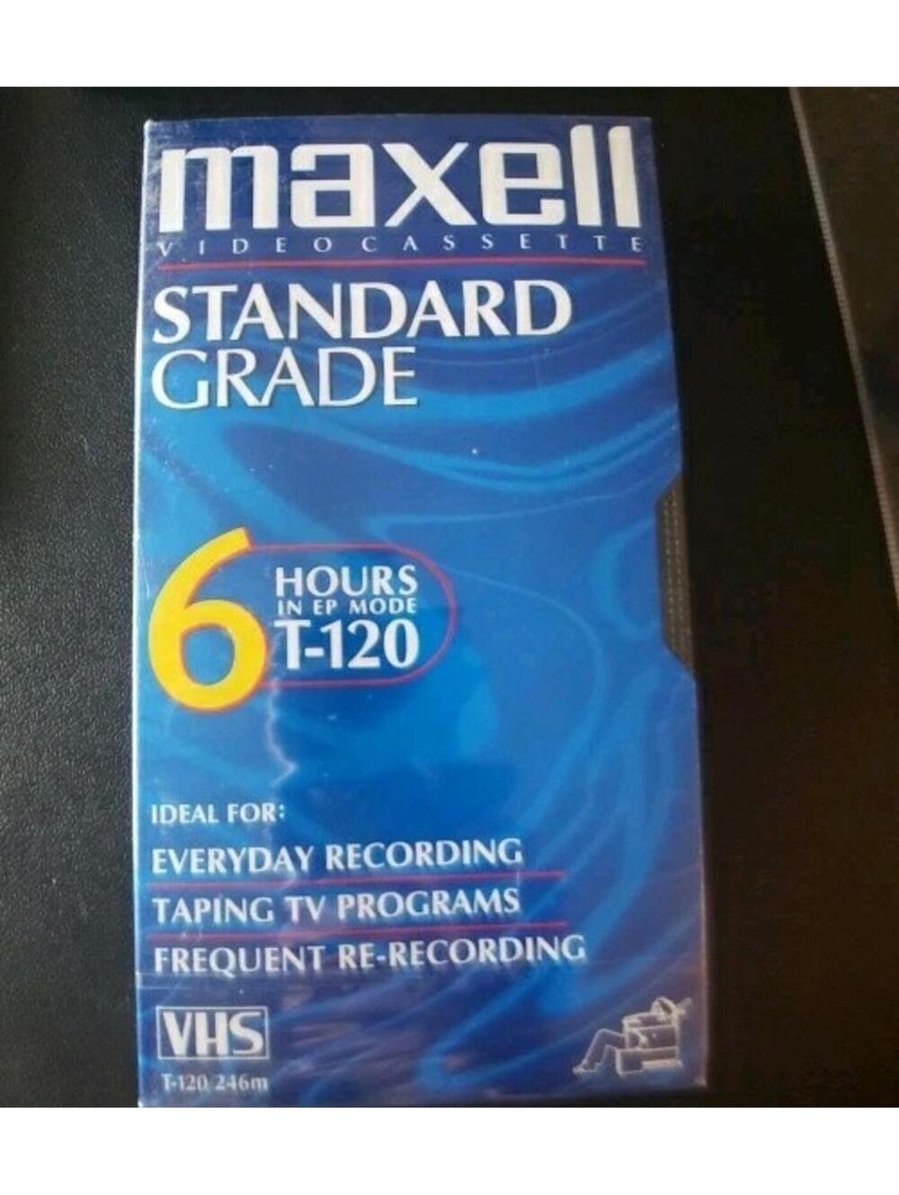 BRAND NEW Sealed Blank Maxell VHS 6 hour Standard Grade T120 video tape